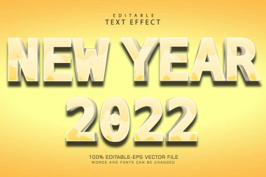 Yeni yıl 2022 düzenlenebilir metin efekti 3 boyutlu modern biçim