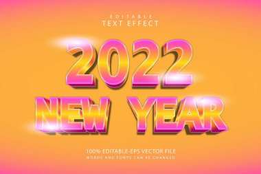 2022 yeni yıl düzenlenebilir metin efekti 3 boyutlu modern biçim