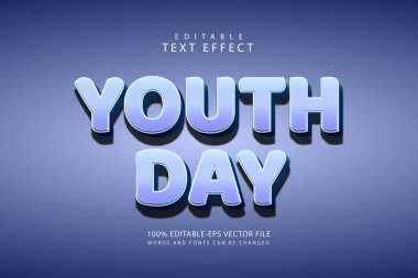 Gençlik günü düzenlenebilir metin efekti 3 boyut modern stili kabartma