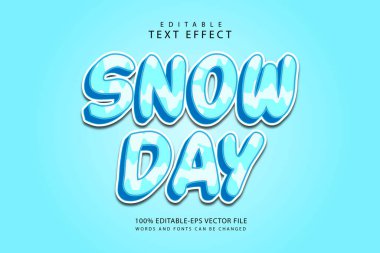 Kar günü düzenlenebilir metin efekti 3 boyutlu çizgi film biçimi