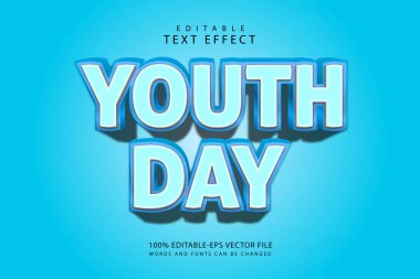 Gençlik günü düzenlenebilir metin efekti 3 boyut modern stili kabartma