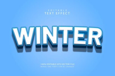 Kış düzenlenebilir metin efekti 3 boyut modern stili kabartma