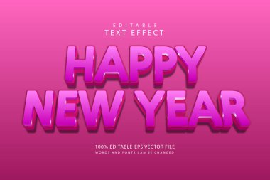 Yeni yıl düzenlenebilir metin efekti 3 boyut modern stili kabartma