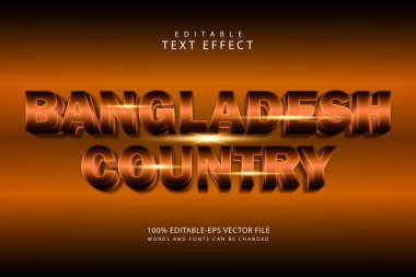 Bangladeş ülke düzenlenebilir metin efekti 3 boyut modern stili kabartma
