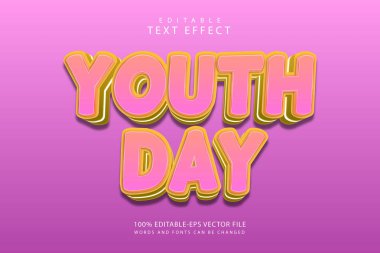 Gençlik günü düzenlenebilir metin efekti 3 boyut kabartma biçimi