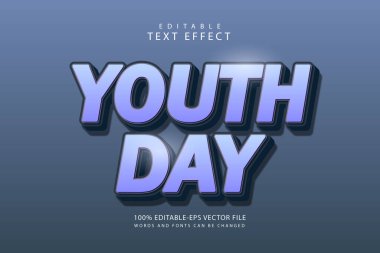 Gençlik günü düzenlenebilir metin efekti 3 boyut modern stili kabartma