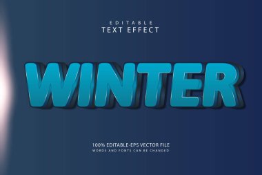Kış düzenlenebilir metin efekti 3 boyut modern stili kabartma