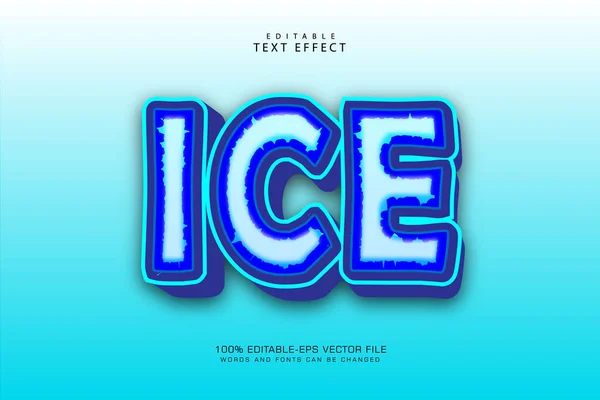 氷の編集可能なテキストエフェクト3次元エンボス漫画スタイル — ストックベクタ