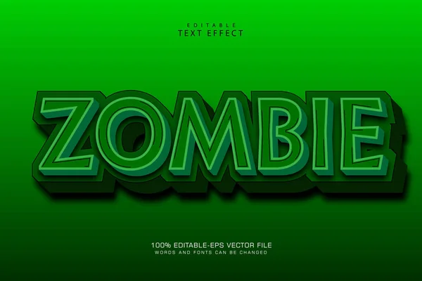 Zombie Efecto Texto Editable Dimensión Relieve Estilo Cómico — Archivo Imágenes Vectoriales
