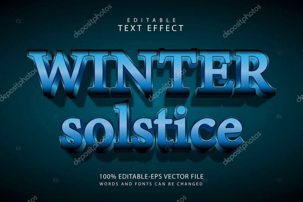 Winter solstice editable text effect 3 dimension emboss modern style