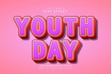Gençlik günü düzenlenebilir metin efekti 3 boyut modern stili kabartma
