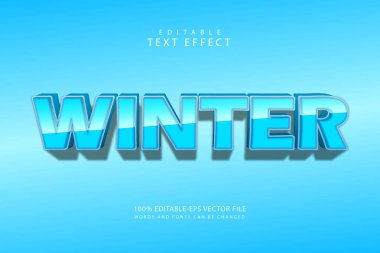 Kış düzenlenebilir metin efekti 3 boyut modern stili kabartma