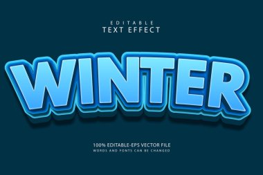 Kış düzenlenebilir metin efekti 3 boyut modern stili kabartma
