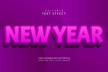 Yeni yıl düzenlenebilir metin efekti 3 boyut modern stili kabartma