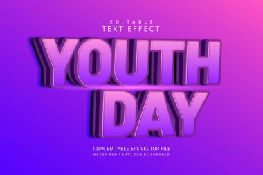 Gençlik günü düzenlenebilir metin efekti 3 boyut modern stili kabartma
