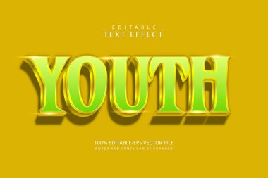 Gençlik düzenlenebilir metin efekti 3 boyut kabartma stili