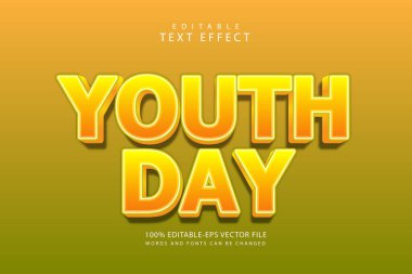 Gençlik günü düzenlenebilir metin efekti 3 boyutlu modern biçim