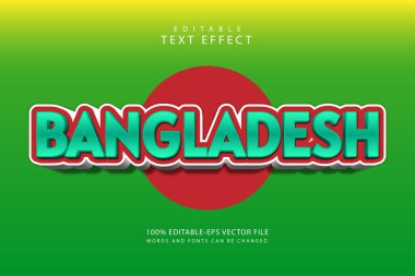 Bangladeş düzenlenebilir metin efekti 3 boyut modern stili kabartma