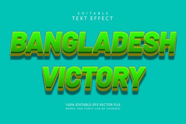 Bangladeş zaferi düzenlenebilir metin efekti 3 boyut modern stili kabartma