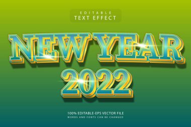 Yeni yıl 2022 düzenlenebilir metin efekti 3 boyut lüks kabartma biçimi
