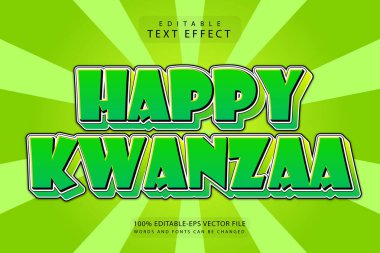 Mutlu kwanzaa düzenlenebilir metin efekti 3 boyutlu çizgi film biçimi
