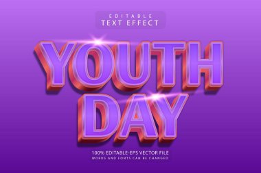 Gençlik günü düzenlenebilir metin efekti 3 boyut modern stili kabartma