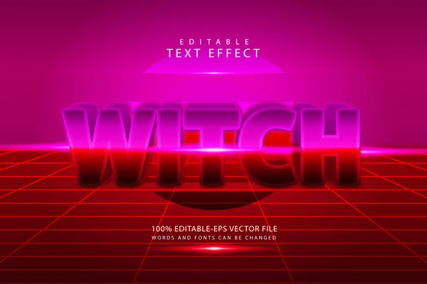 Witch Editável Efeito Texto Dimensão Relevo Estilo Retro — Vetor de Stock