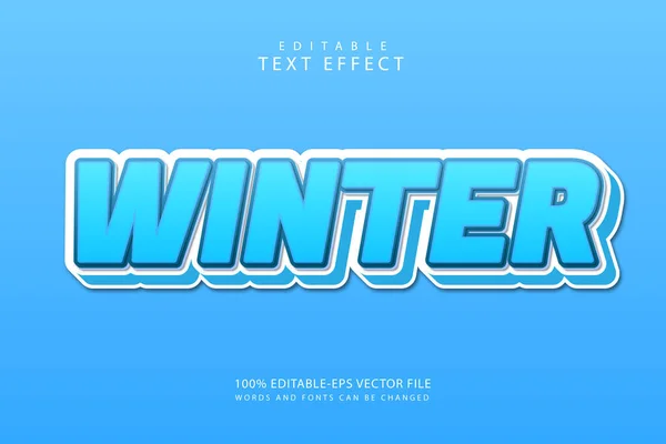 Winter Bewerkbare Tekst Effect Dimensie Emboss Cartoon Stijl — Stockvector