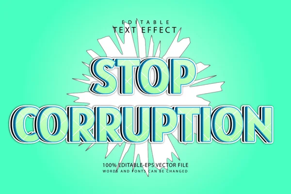 stock vector Stop corruption editable text effect 3 dimension cartoon style