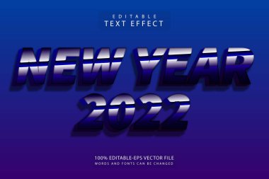 Yeni yıl 2022 düzenlenebilir metin efekti 3 boyut kabartma retro biçimi