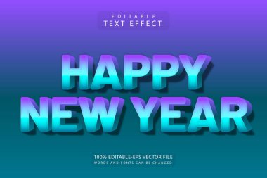 Mutlu yıllar düzenlenebilir metin efekti 3 boyut kabartma retro biçimi
