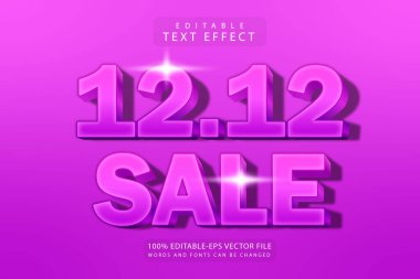 12.12 indirimli metin efekti 3 boyutlu kabartma modern stili