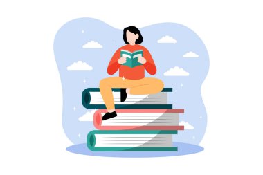 Dünya Kitap Günü Düz Tasarım İllüstrasyonu