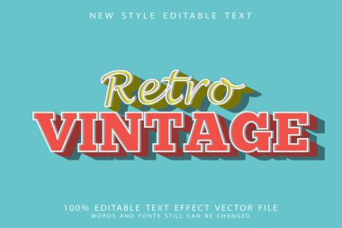 retro vintage düzenlenebilir metin efekti kabartma biçimi
