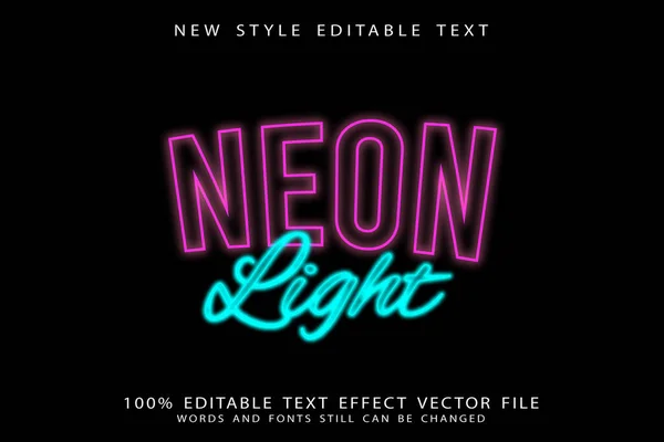 Neon Light Editable Text Effect Neon Style — Stock Vector