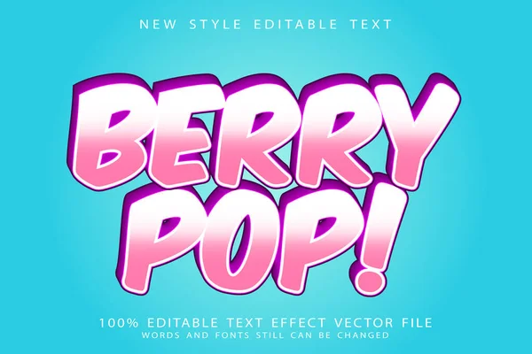 Berry Pop Editável Efeito Texto Relevo Estilo Cartoon — Vetor de Stock