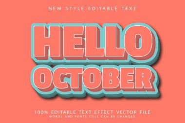 Merhaba Ekim ayı metin efekti kabartma biçimi