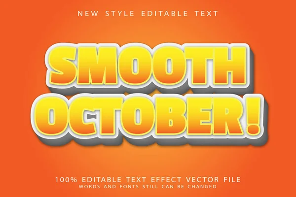 Smooth October Editable Text Effect Emboss Modern Style — Stock Vector