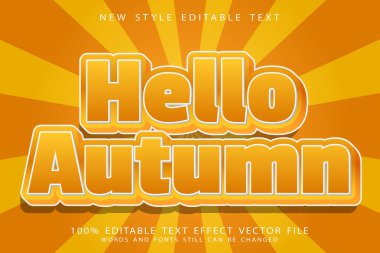 Merhaba Ekim düzenlenebilir metin efekti modern stili kabartma