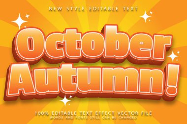 Ekim ayı düzenlenebilir metin efekti modern stili kabartma