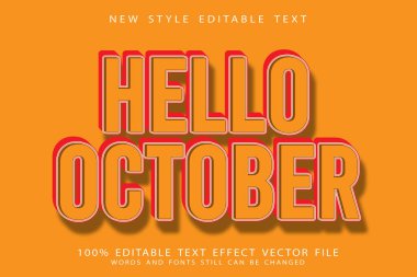 Merhaba Ekim düzenlenebilir metin efekti modern biçim
