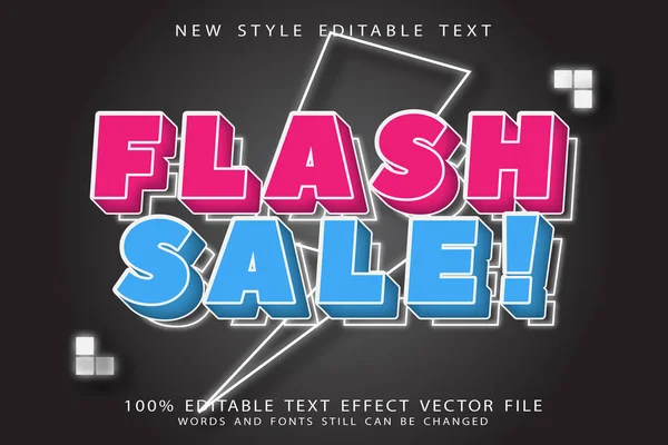 Flash Venda Editável Efeito Texto Relevo Estilo Neon — Vetor de Stock
