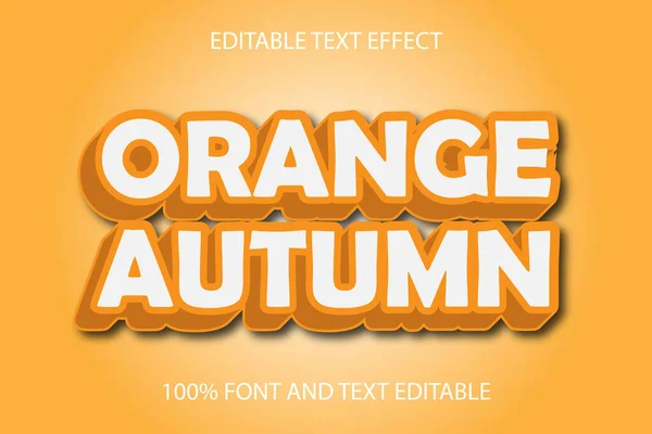 Oranje Herfst Bewerkbare Tekst Effect Emboss Moderne Stijl — Stockvector