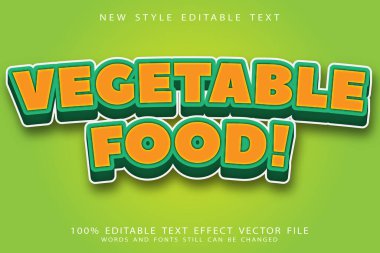 sebze yemeği düzenlenebilir metin efekti modern stili kabartma