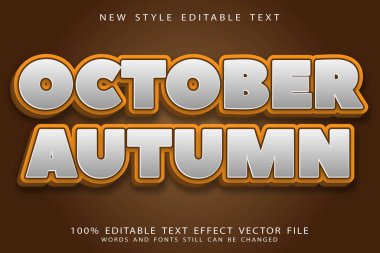 Ekim ayı düzenlenebilir metin efekti modern stili kabartma