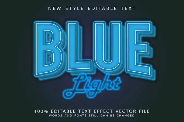 Luz Azul Editável Efeito Texto Relevo Estilo Neon — Vetor de Stock
