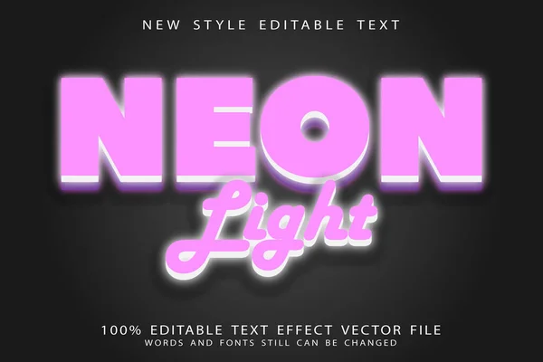 Neon Light Editable Text Effect Emboss Neon Style — Vetor de Stock