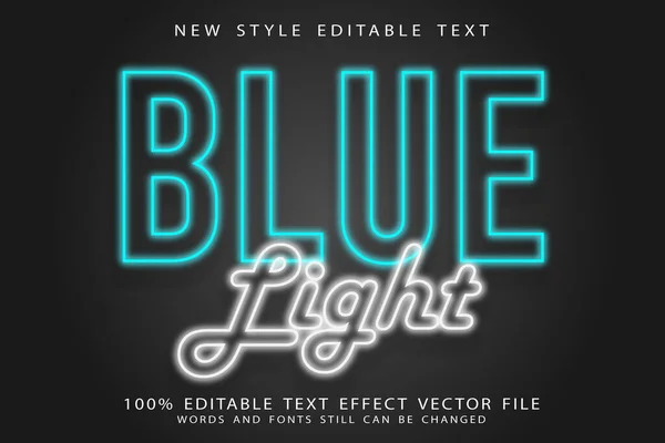 Blue Light Editable Text Effect Emboss Neon Style — Stock Vector