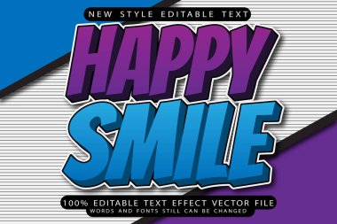 Mutlu gülümseme düzenlenebilir metin efekti kabartma biçimi