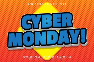 siber pazartesi düzenlenebilir metin efekti modern stili kabartma